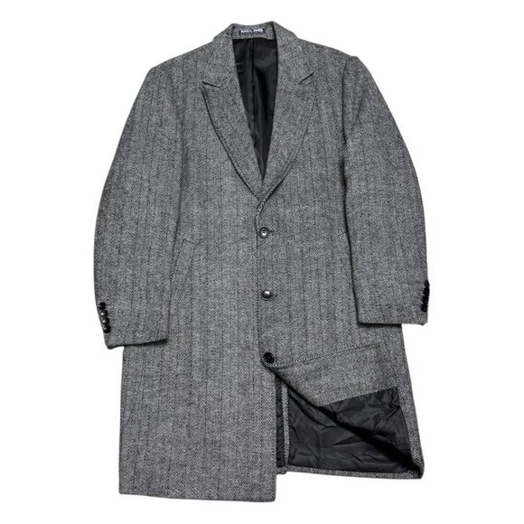 PAUL JONES Wool Blend Luxury Designer Trench Business Casual Coat Mens Large - Picture 1 of 10